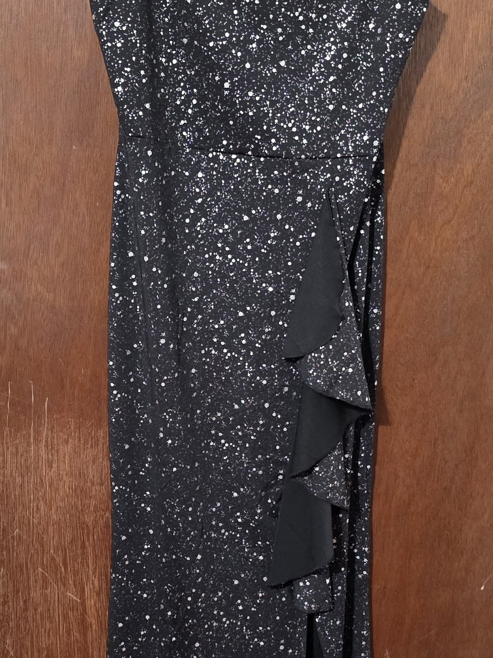 Black/Silver Speckled Ruffle Dress